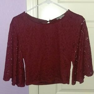 Maroon Lace Crop Top